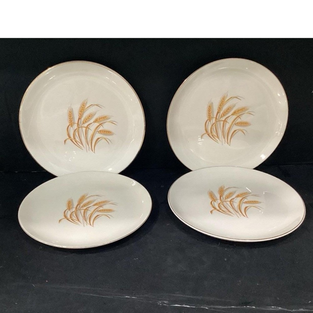 Homer Laughlin Golden Wheat Dinner Plates, Set of 4, Vintage Mid-Century Ceramic - Picture 7 of 11